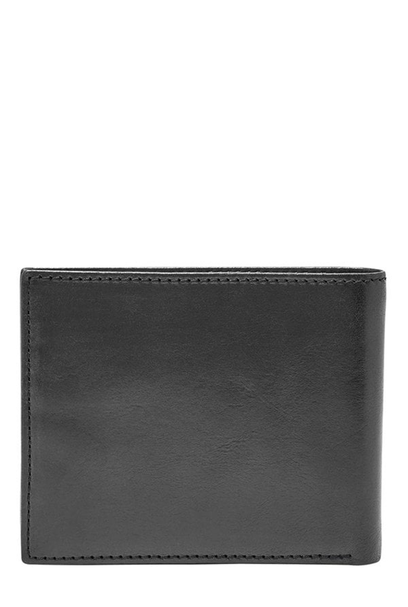 Fossil Black Solid Leather Bi-Fold Wallet