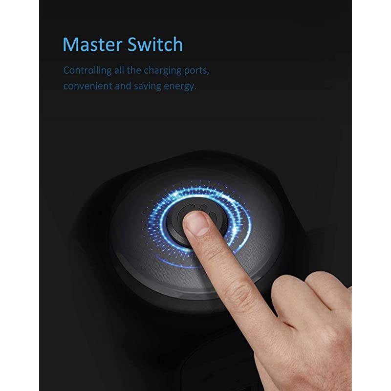 USB Power Strip Tower Surge Protector 10ft Extension Cord Desktop Charging Station 9 Outlets 4 USB 1080J Universal Voltage 110-240V Fire Proof Multiple Plug for PC Tablet Computer Office