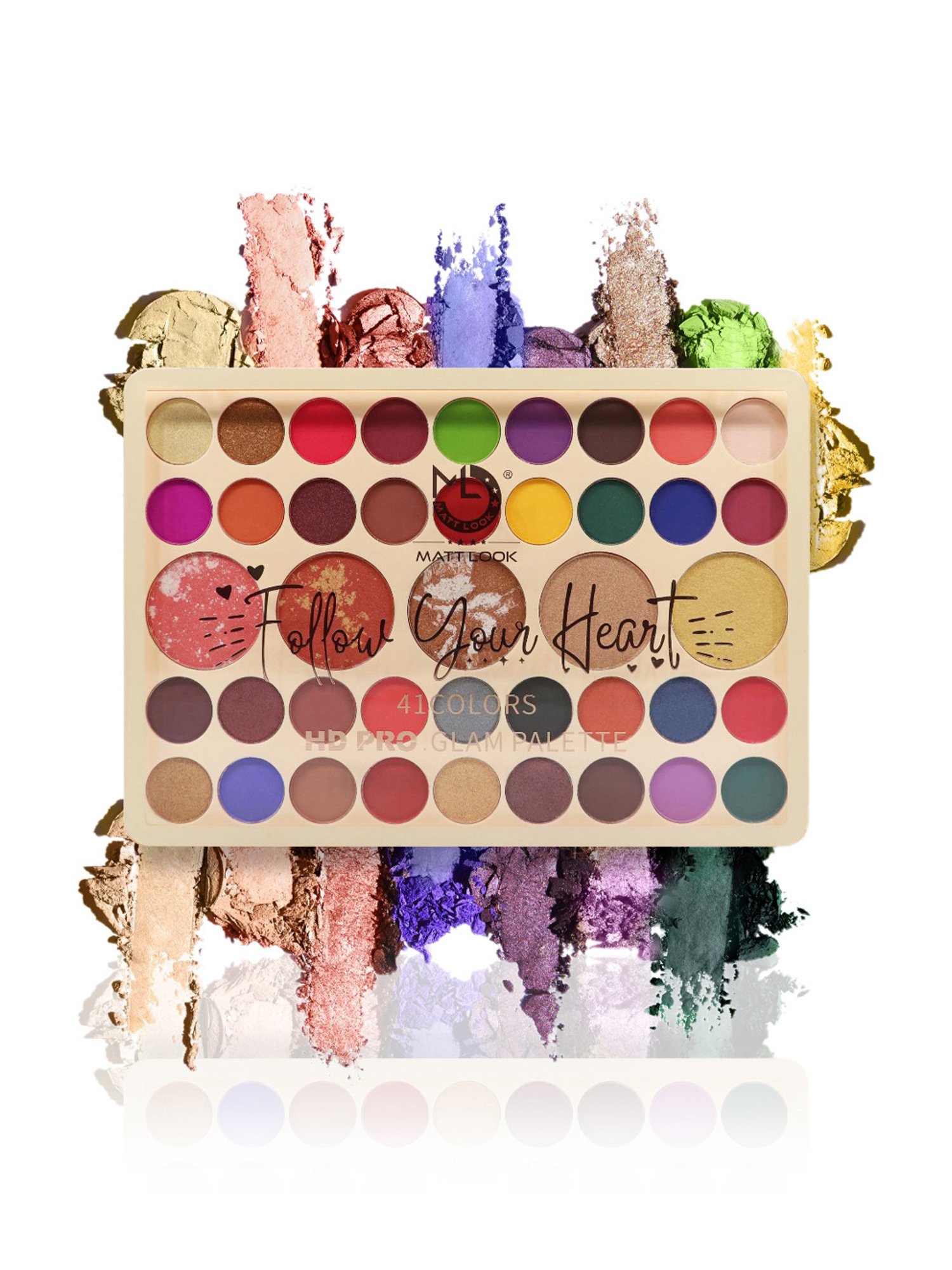 Matt Look Follow Your Heart 41 Colors HD Pro Glam Palette Multicolor 01 - 41.6 gm