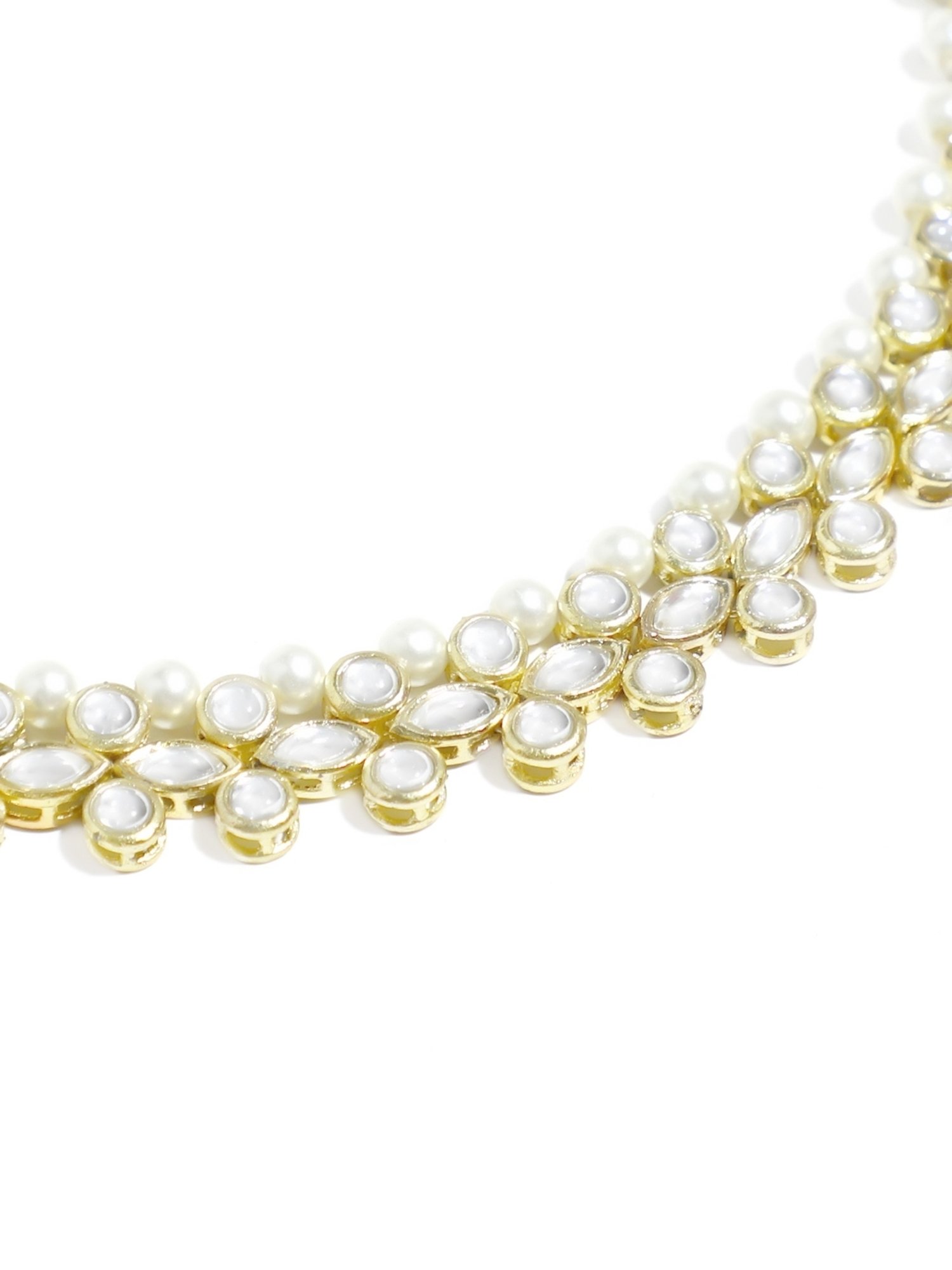 Karatcart Gold-Plated Kundan & Pearls Studded Anklets for Women