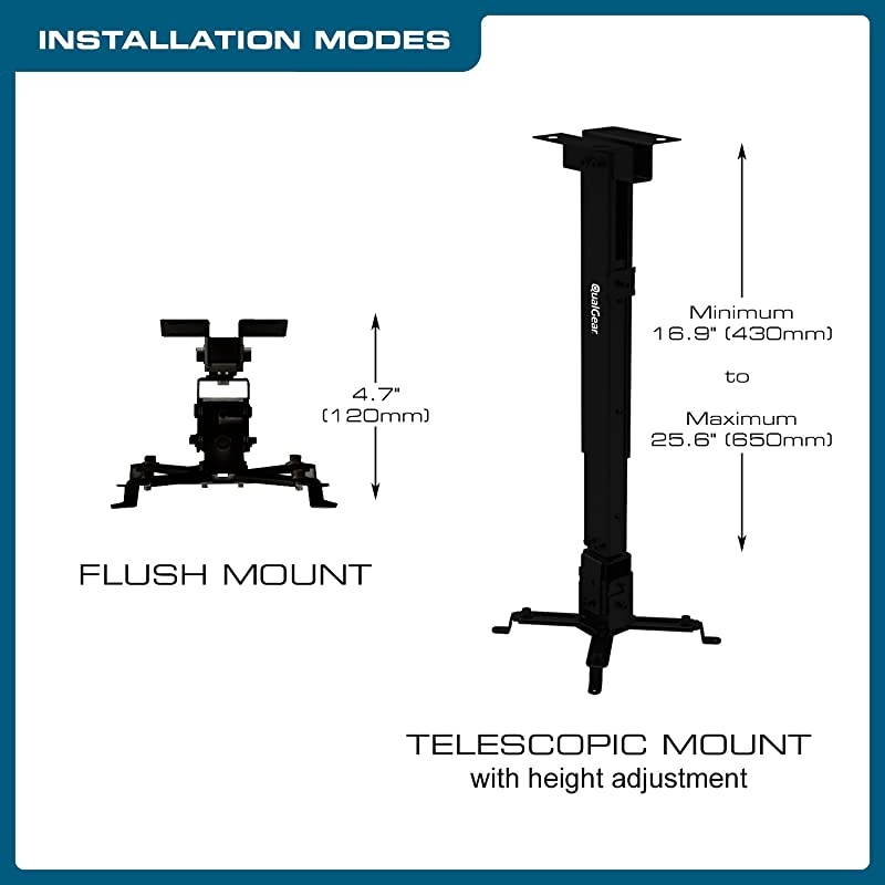 QGPM002BLK Universal Projector Ceiling Mount Black