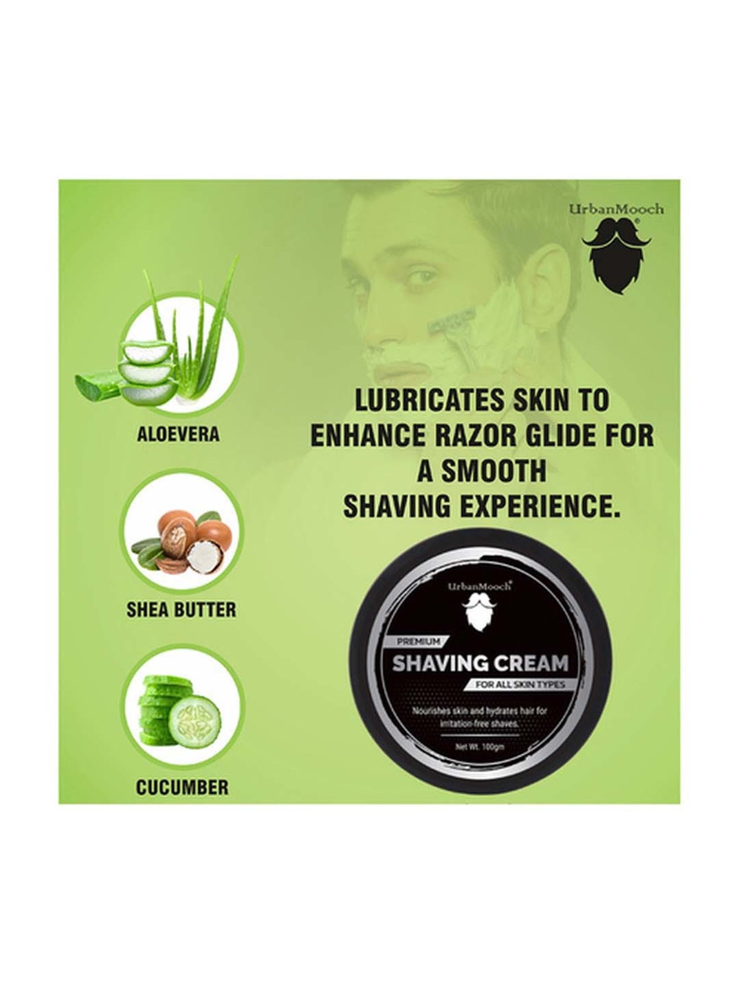 UrbanMooch White Men Smooth Shaving Cream - 100 gm