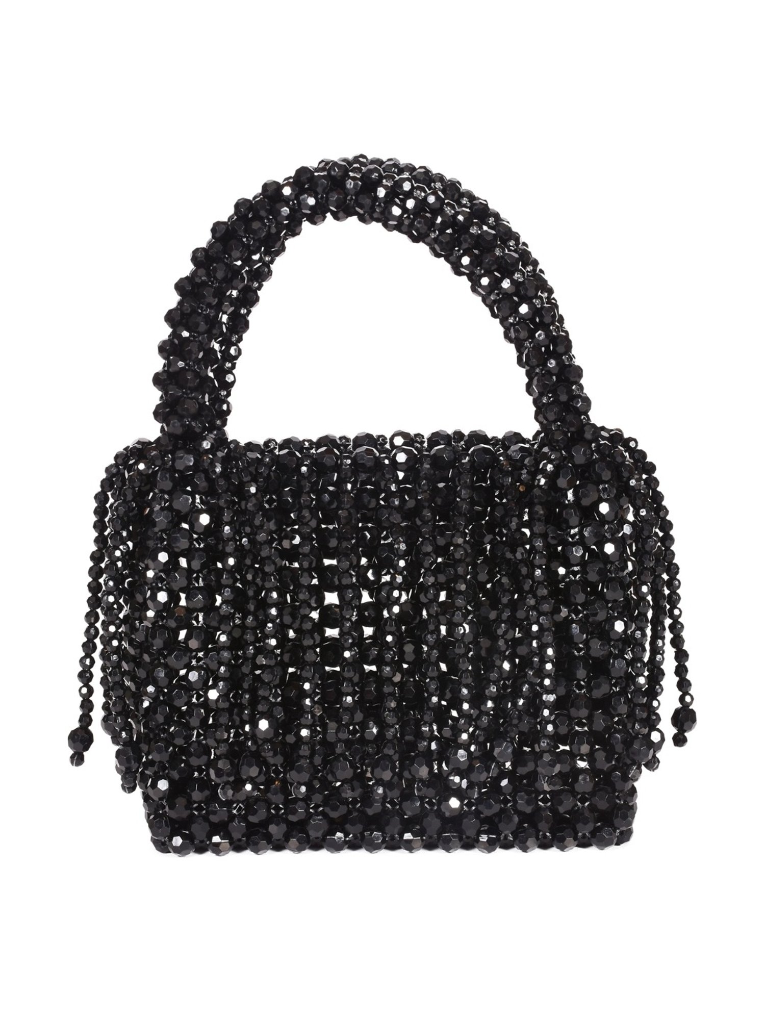SASSORA RIM Black Leather Embellished Medium Handbag