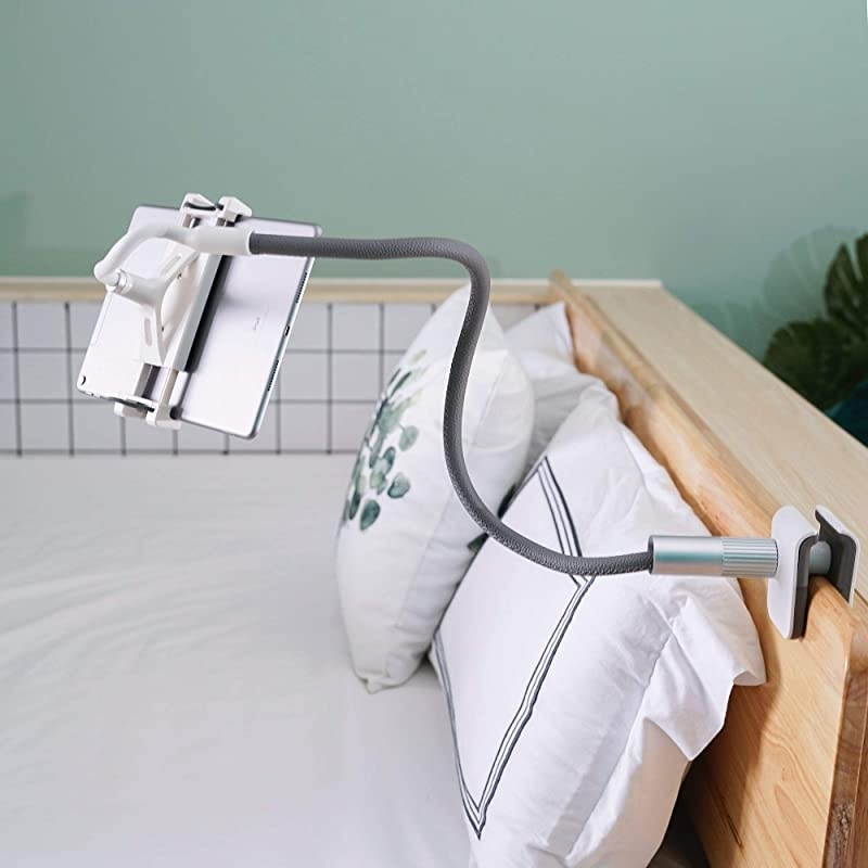 Gooseneck Tablet Holder  Tablet Stand Flexible Arm Clip Tablet Mount Compatible with iPad Mini Pro Air Switch Galaxy Tabs More 47105 Devices Gray