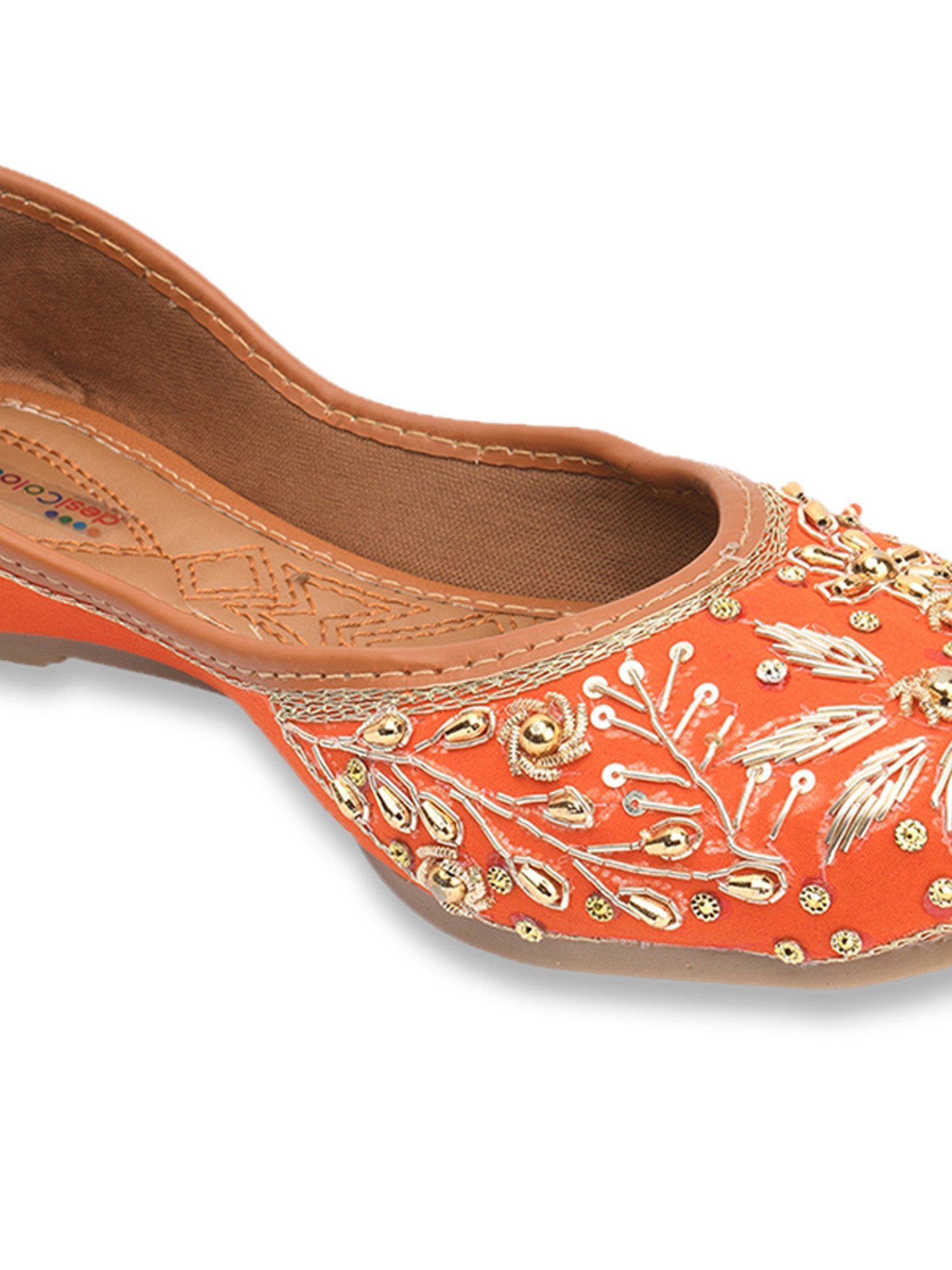Desi Colour Women's Orange Ethnic Juttis