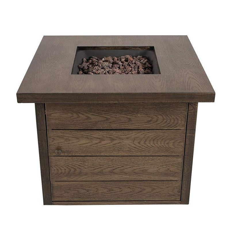 Square Fire Pit Wood Grain Finish 35" - Legacy Heating