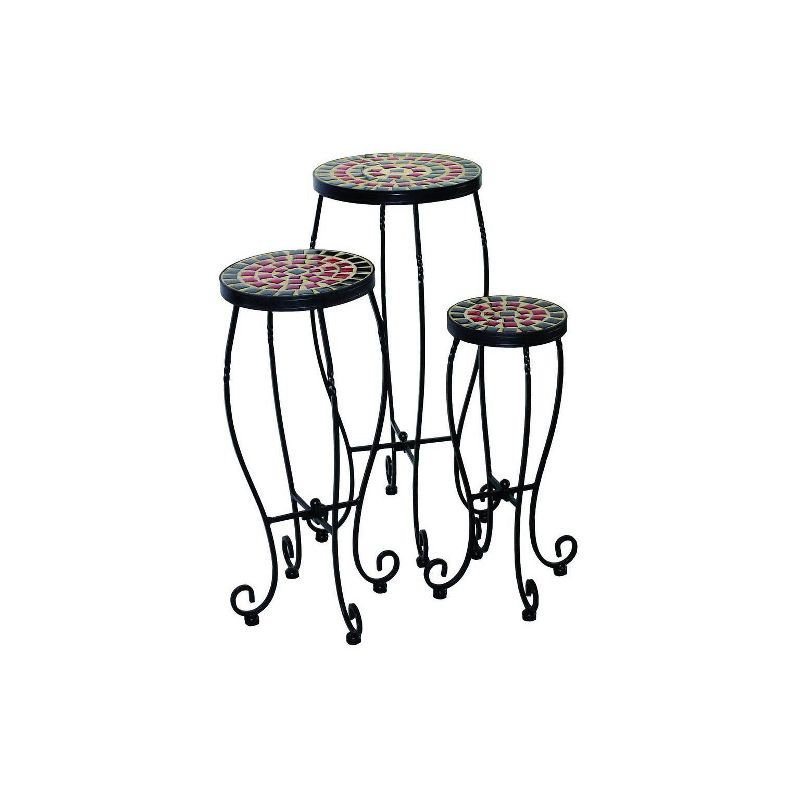 Set of 3 Stellarton Ceramic Plant Stands with Powder Coated Base Black - Alfresco Home LLC