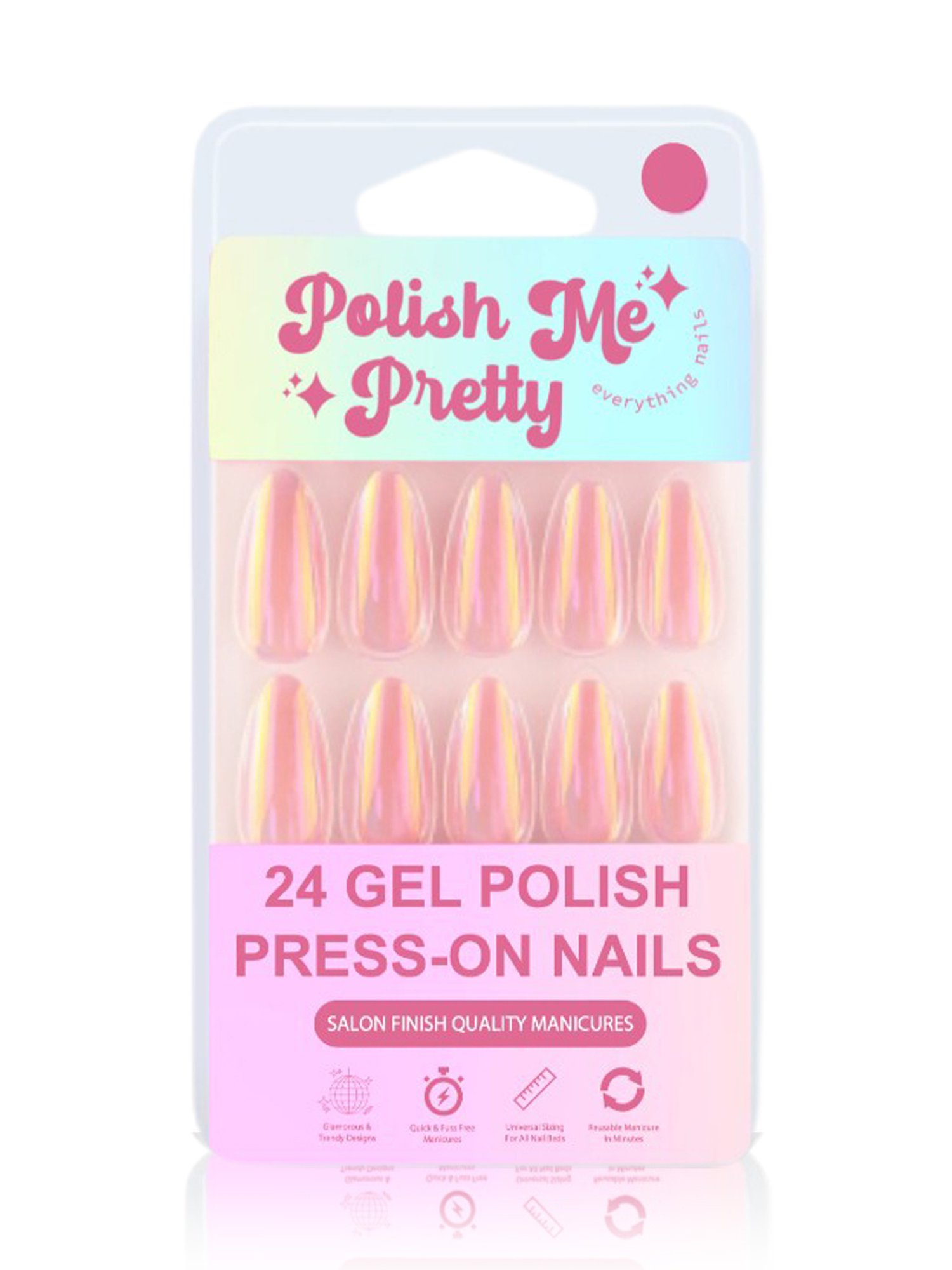 Polish Me Pretty Gel Polish Press On Nails Pink Poise - Set of 24