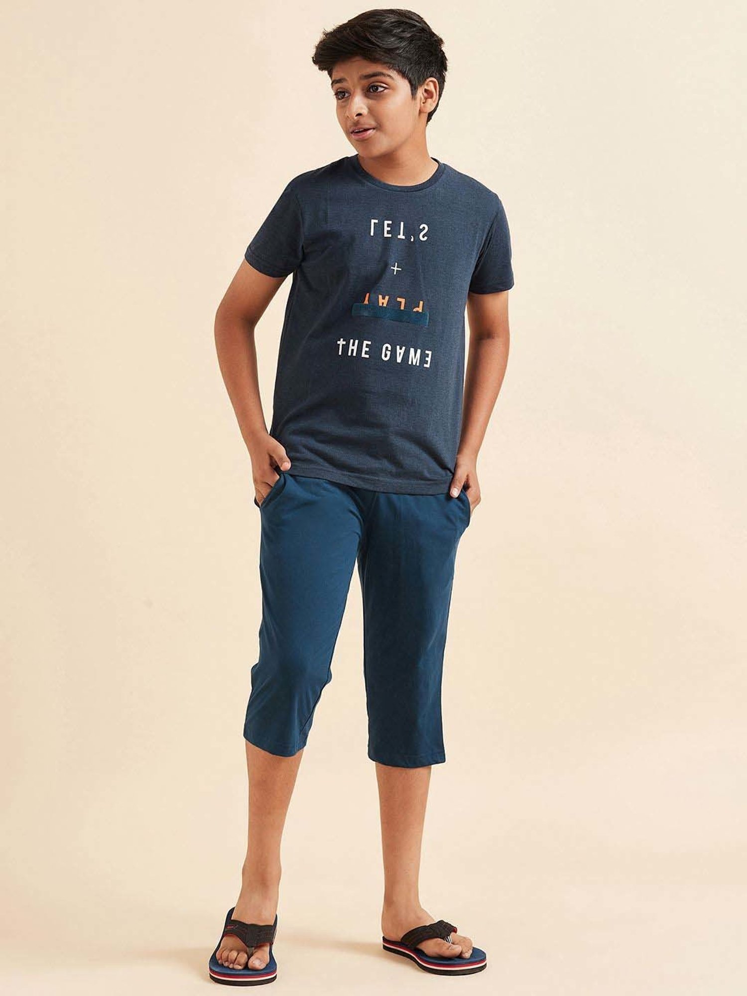 Sweet Dreams Kids Navy Cotton Printed T-Shirt Set