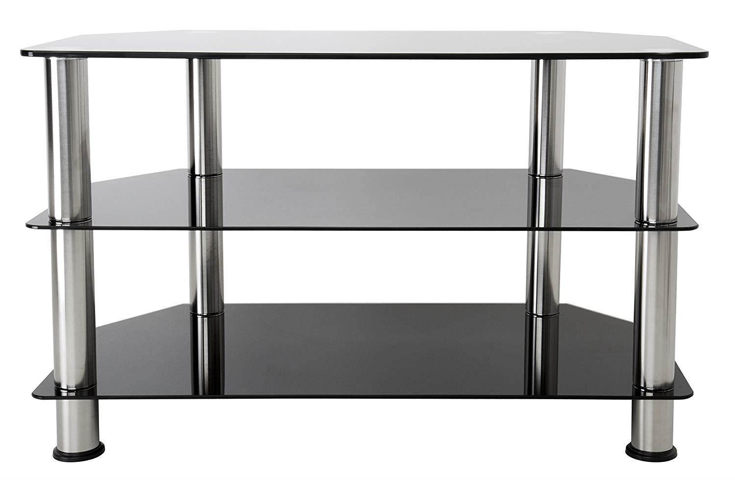 AVF SDC800-A  TV Stand for up to 42-inch TVs, Black Glass, Chrome Legs