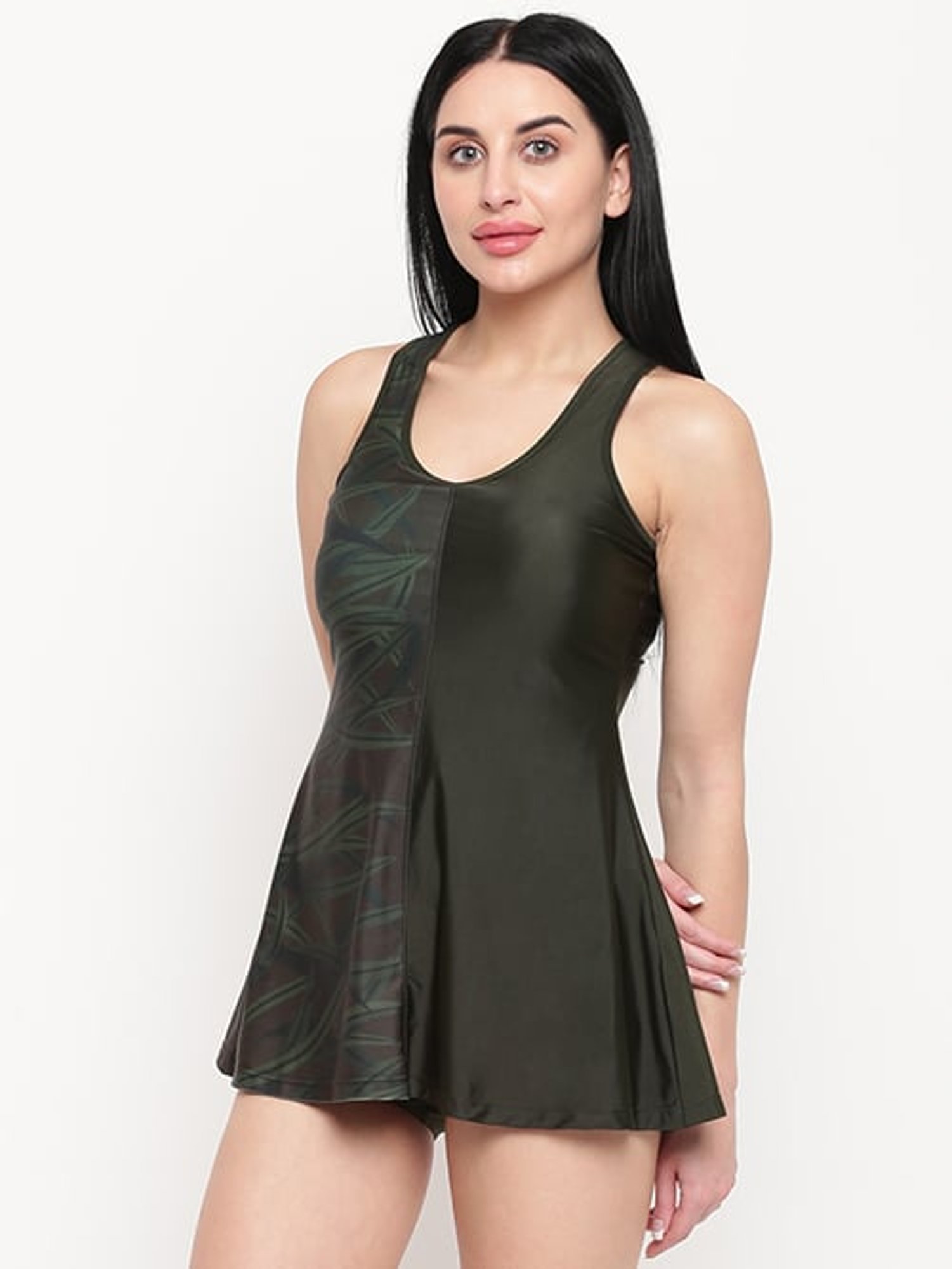IO Green Printed Swimdress