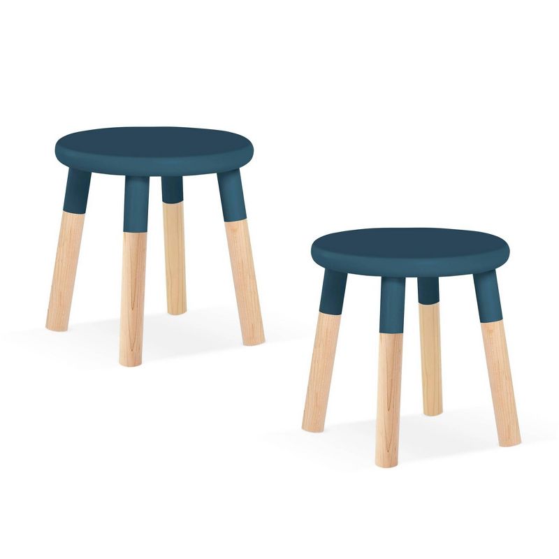 Set of 2 Peewee Wood Veneer Kids' Chairs Maple/Deep Blue - Nico & Yeye