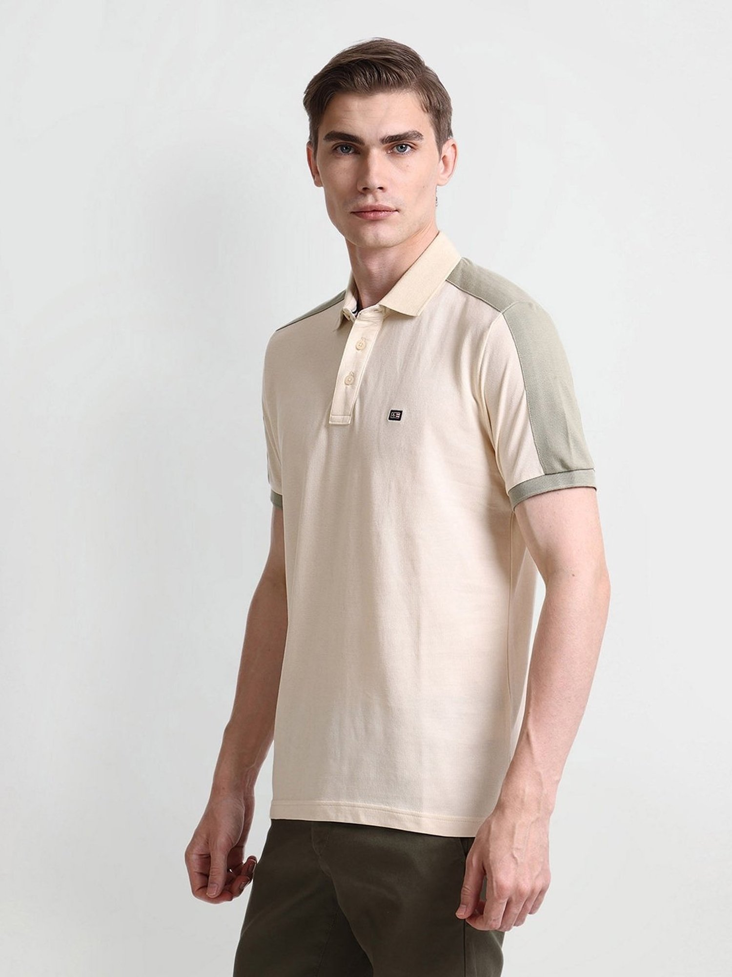 Arrow Beige Cotton Regular fit Others Polo T-Shirt