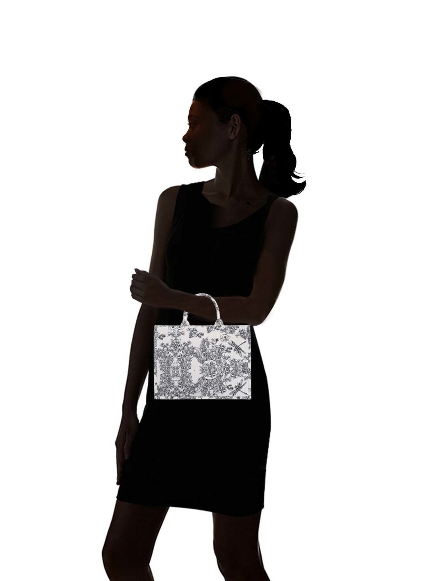 Lino Perros White & Black Printed Large Tote Handbag