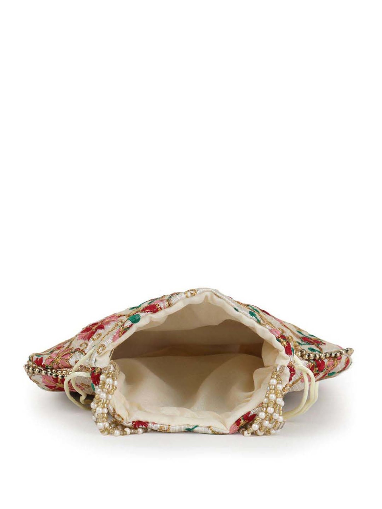 Gaurapakhi White Embroidered Potli