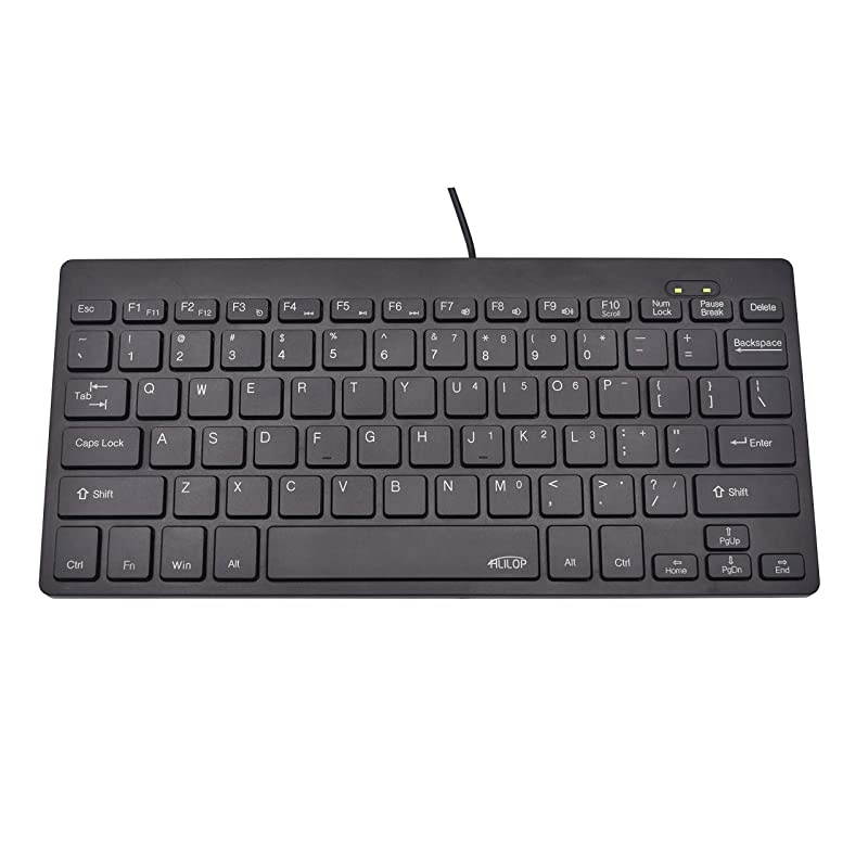 Small Keyboard Thin Slim Portable 78 Wired Laser US English Layout Black for Laptop PC