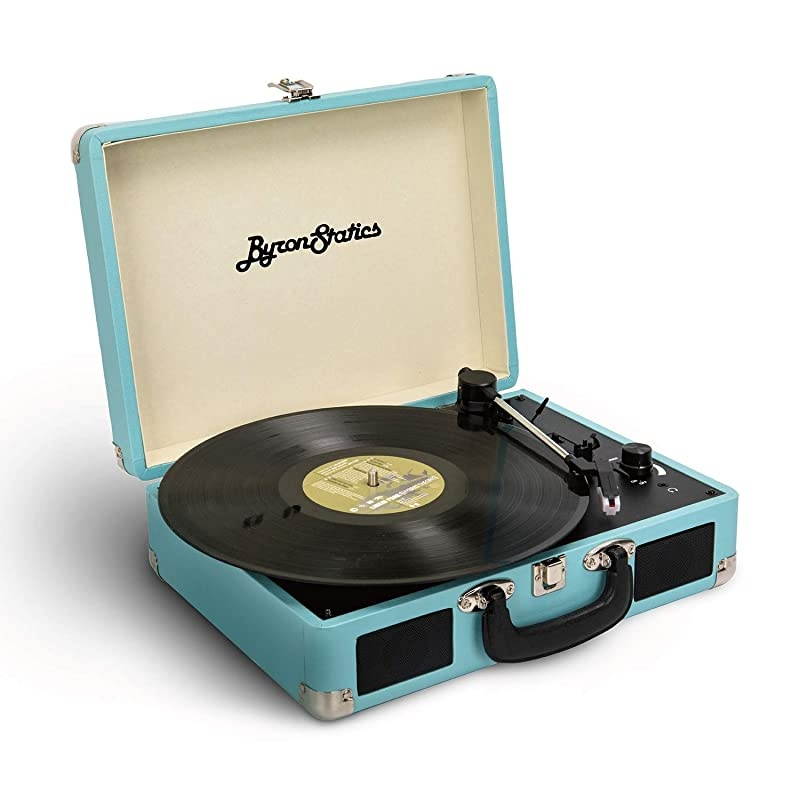 Vinyl Record Player 3 Speed Turntable Record Player with 2 Built in Stereo Speakers Replacement Needle Supports RCA Line Out AUX in Headphone Jack Portable Vintage Suitcase Teal