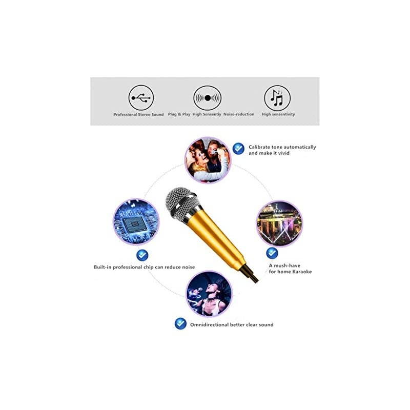 Portable Vocal Microphone for Mobile Phone, Computer, Tablet, Recording Chat and Singing(Yellow)