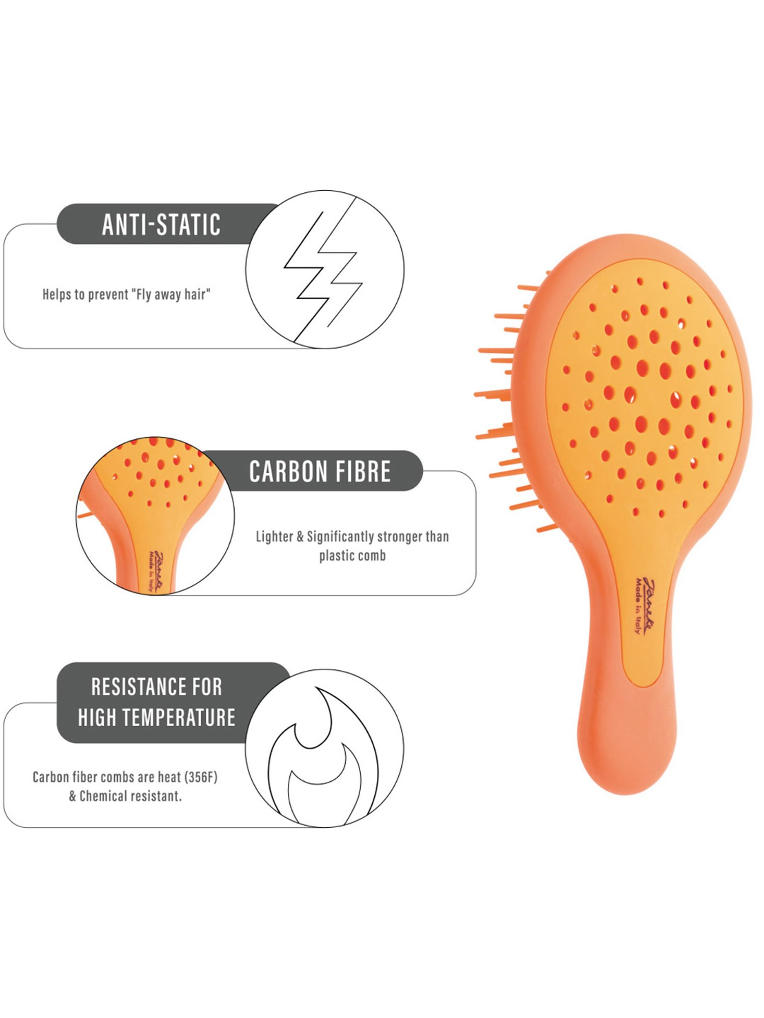 Janeke 1830 Professional Fluorescent Orange Mini Super Brush