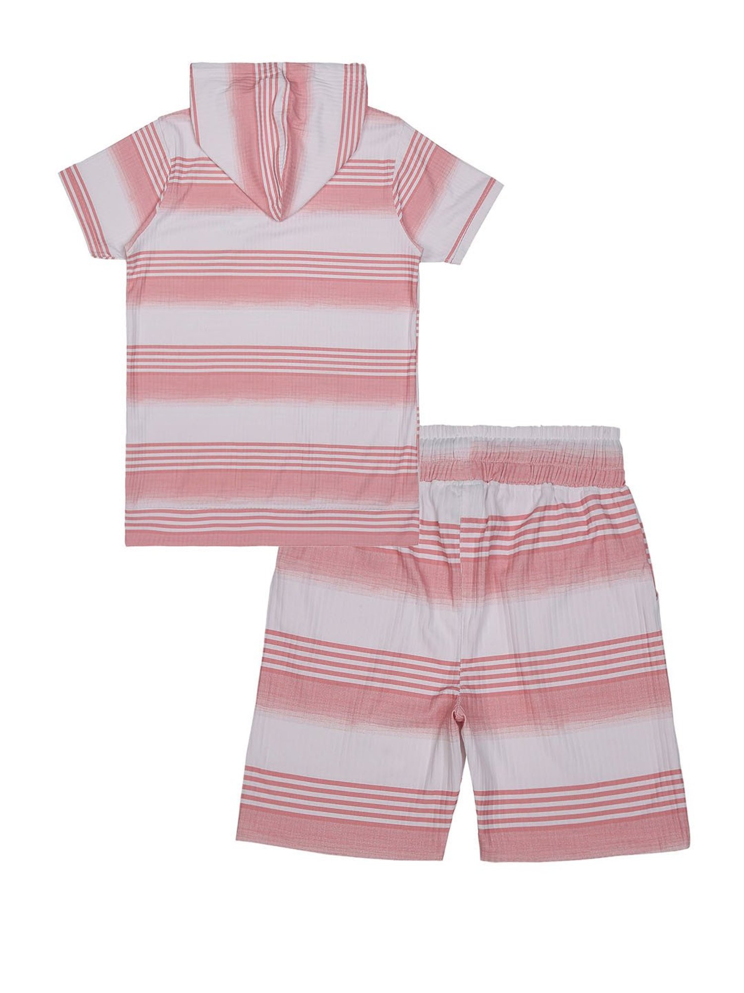 Cavio Kids Peach & White Striped T-Shirt with Shorts