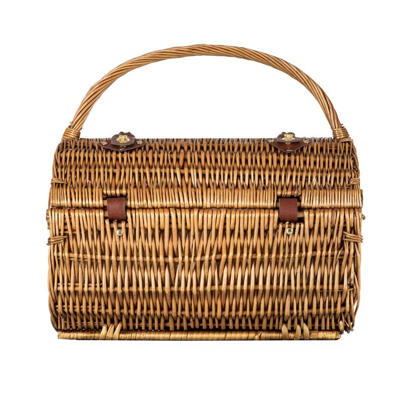 Northlight 15.5" Hand Woven Willow 2-Person Picnic Basket and Accessory Set - Brown