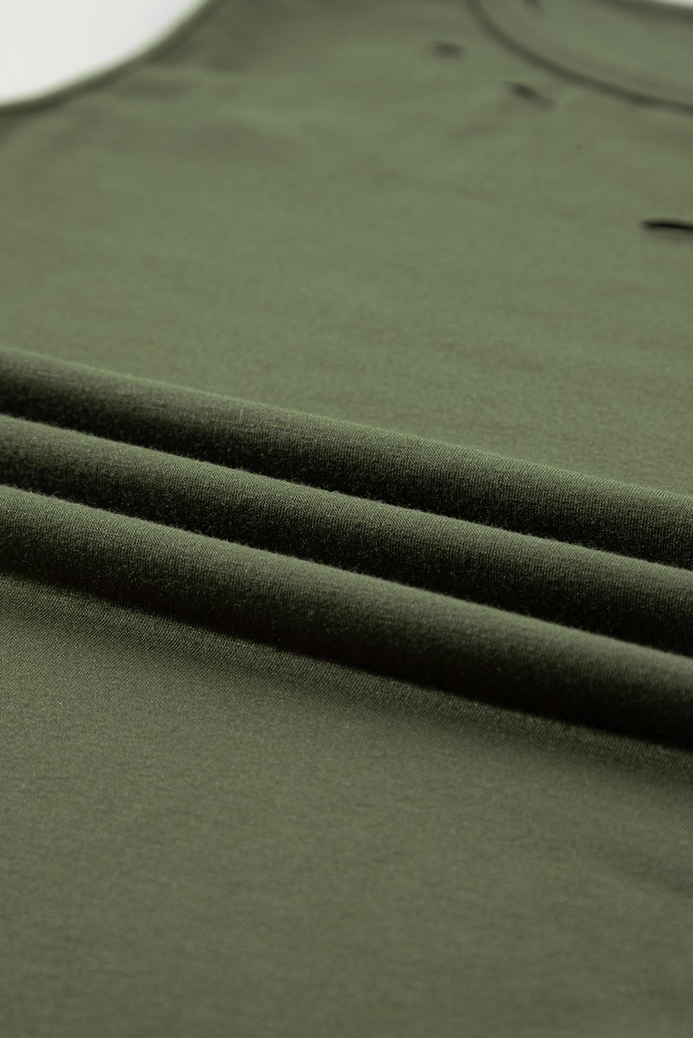 Jungle Green Solid Color Distressed Ripped Tank Top