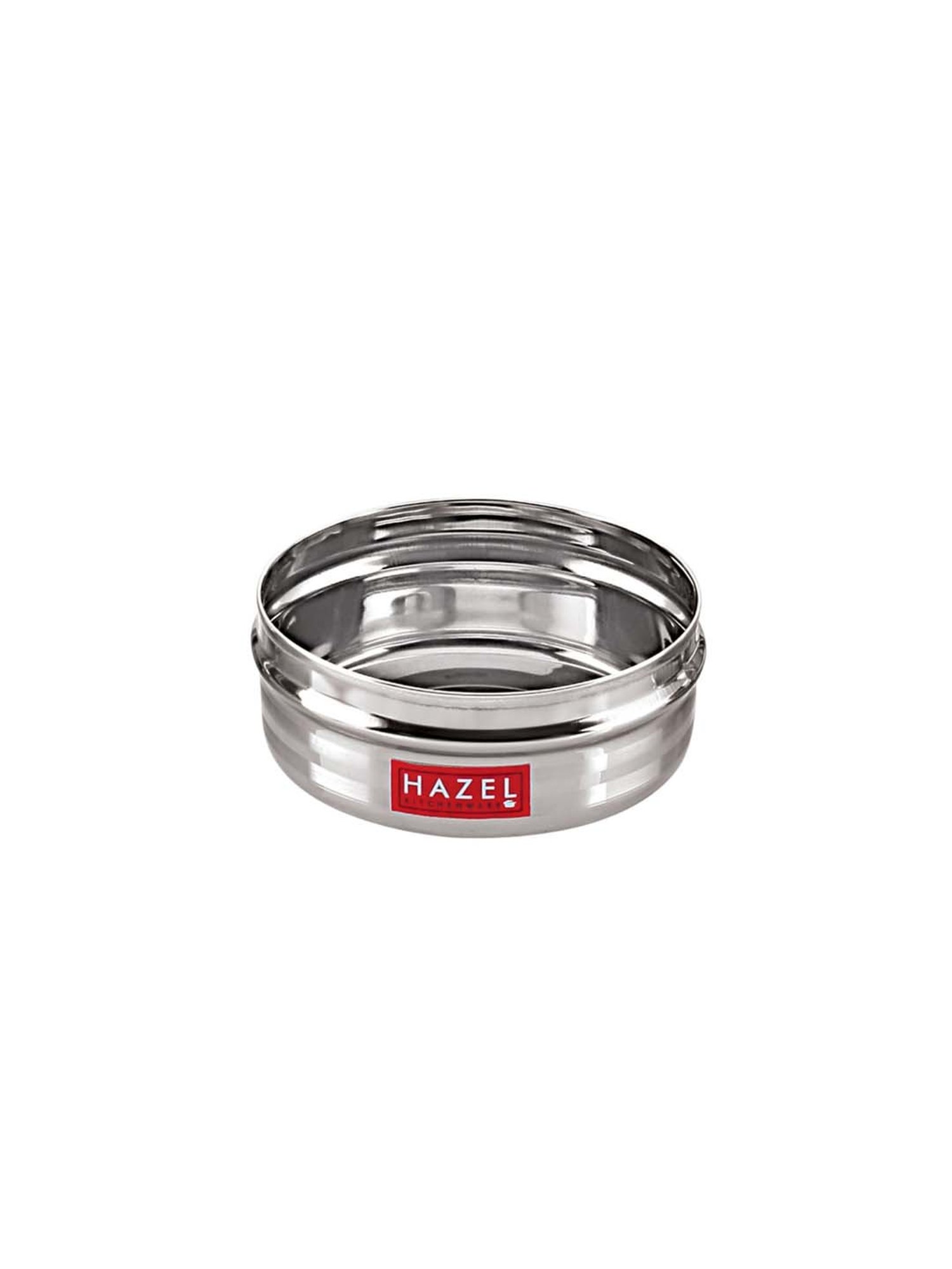 HAZEL Silver Stainless Steel Round Small Container For Spices (0.75 L)