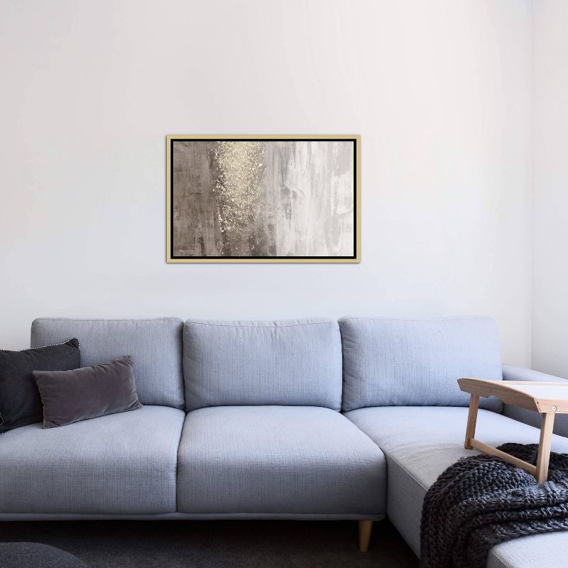 40" x 26" Glitter Rain by Jennifer Goldberger Framed Canvas Print Gold - Canvas