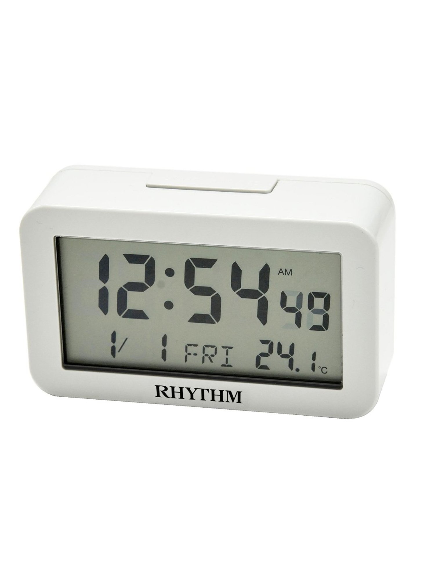 RHYTHM White Plastic Rectangular LED Light Beep Alarm Digital Table Clock