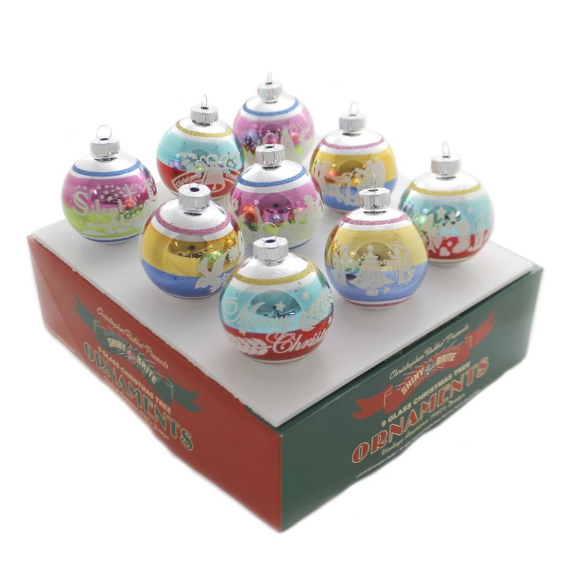 Shiny Brite 2.5" Cc Signature Flocked Christmas Confetti Ornament  -  Ornament Sets
