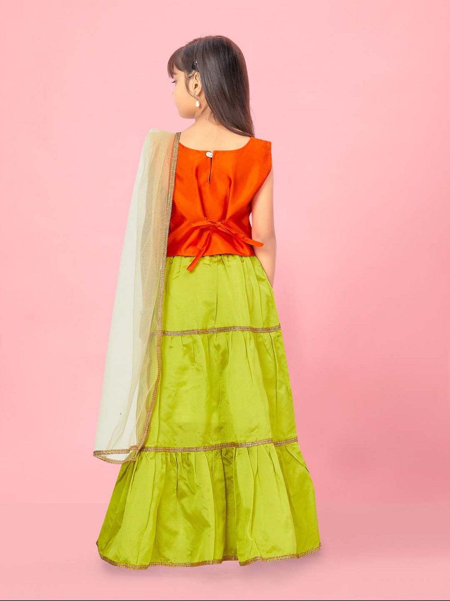 A Little Fable Kids Red & Beige Embellished Lehenga Choli