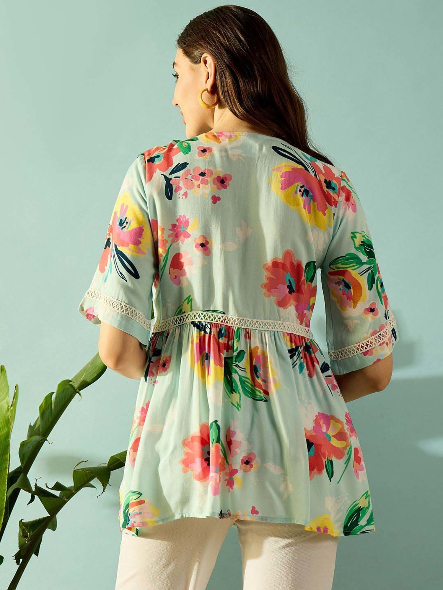 The Kaftan Company Green Printed Tunic