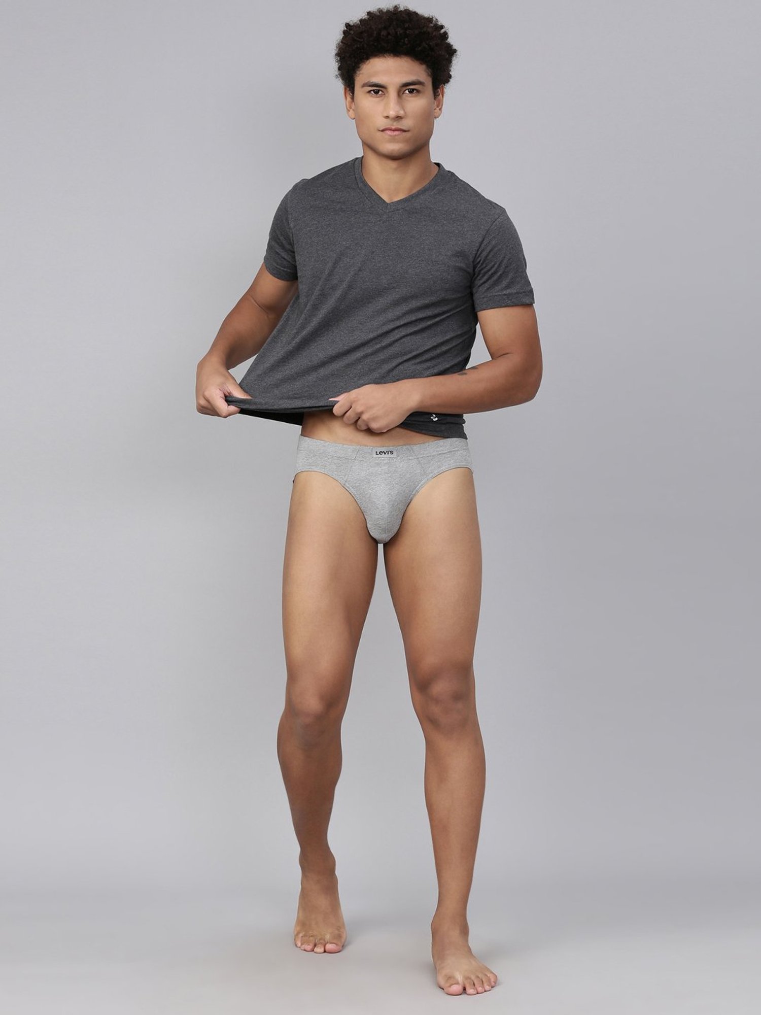 Levi's Grey Cotton Regular Fit Briefs