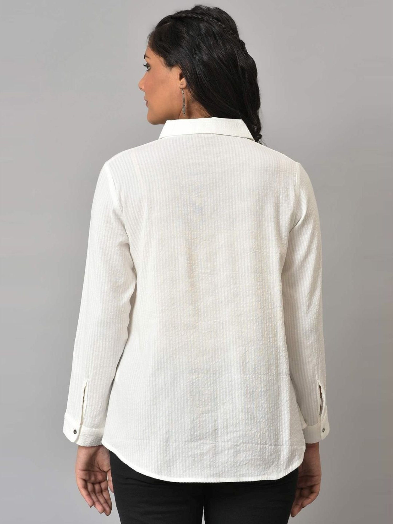 W White Cotton Regular Fit Shirt