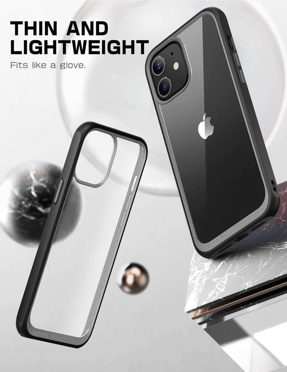 SupCase Unicorn Beetle Style Series Case Designed for iPhone 12 (2020) / iPhone 12 Pro (2020) 6.1 Inch Premium Hybrid Protective Clear Case (Black)