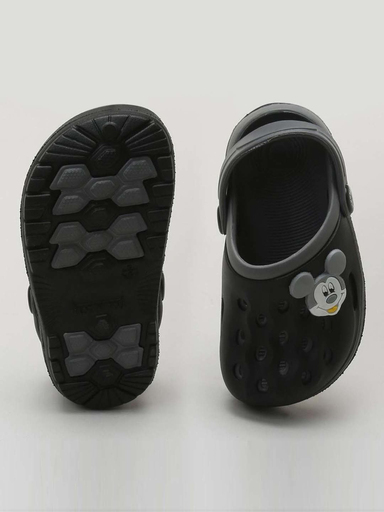 Priaansha Kids Black & Grey Back Strap Clogs