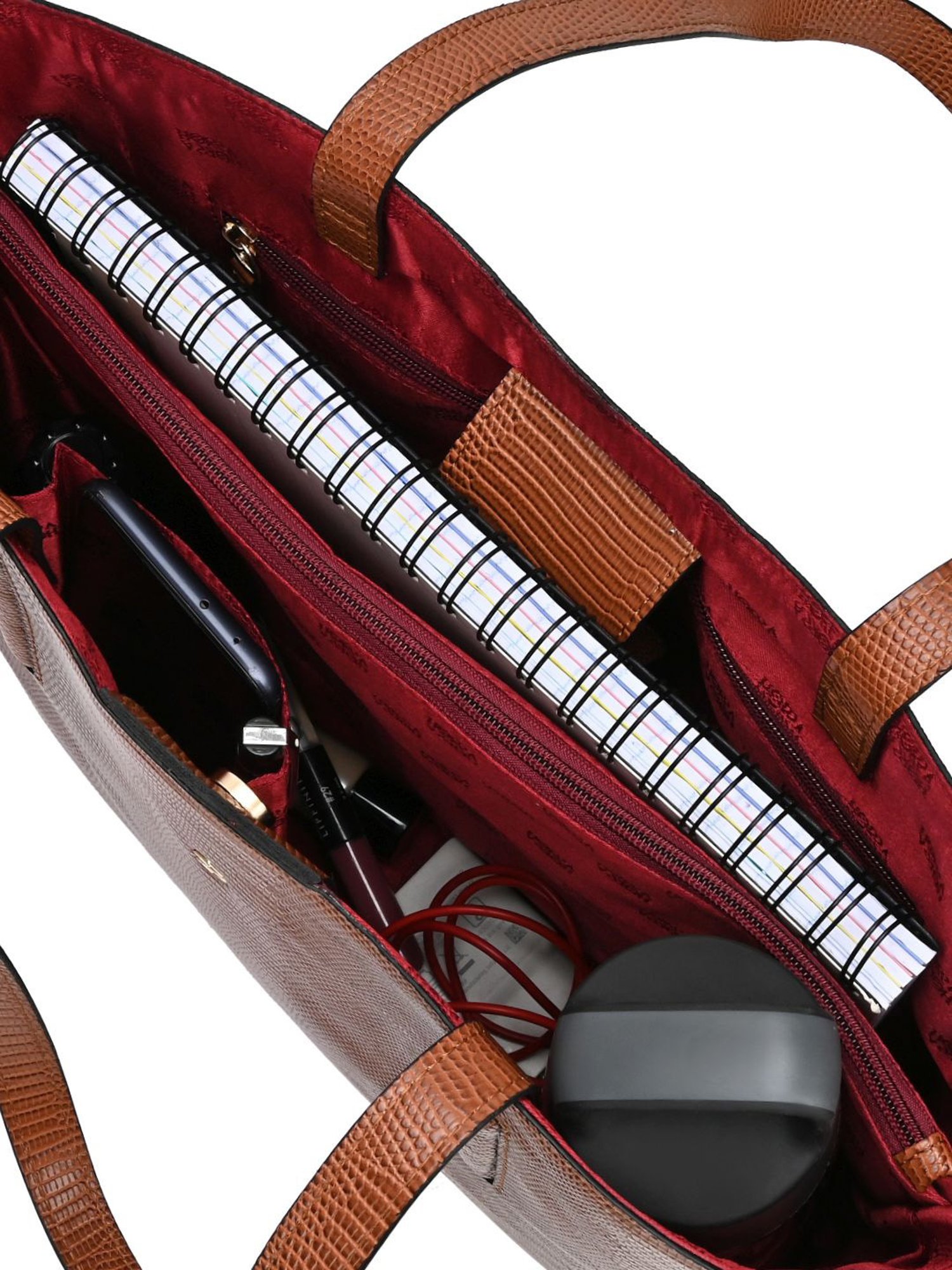 Horra Brown Textured Tote Handbag