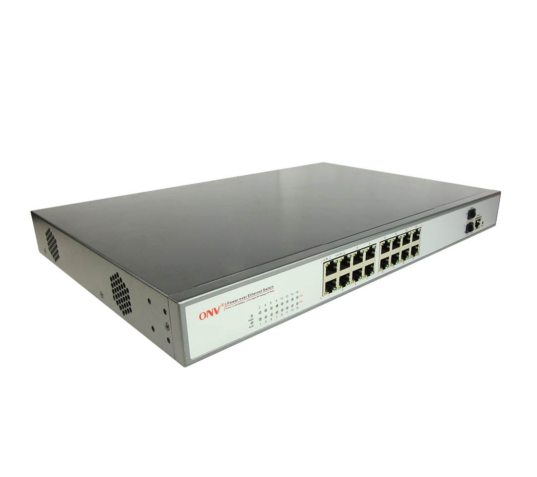 ONV-POE33018PFM-at 16 * 10/100/1000M PoE ports + 2 * Gigabit SFP optical ports POE Switch