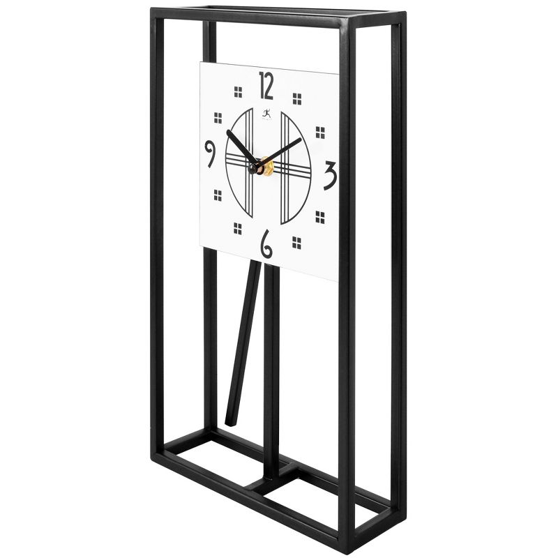 Infinity Instruments 20090BK-933 7.25 x 13 Inch Decorative Modern/Minimalist Pendulum Tabletop Clock, Black
