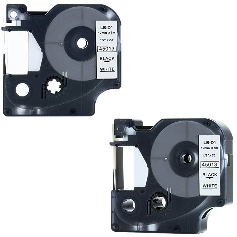 DYMO D1 45013 Label Tape  2 Pack Black on White Label Tape Cartridge Compatible for DYMO Standard D1 45013 Label Manager 12 x 23 12mm x 7m