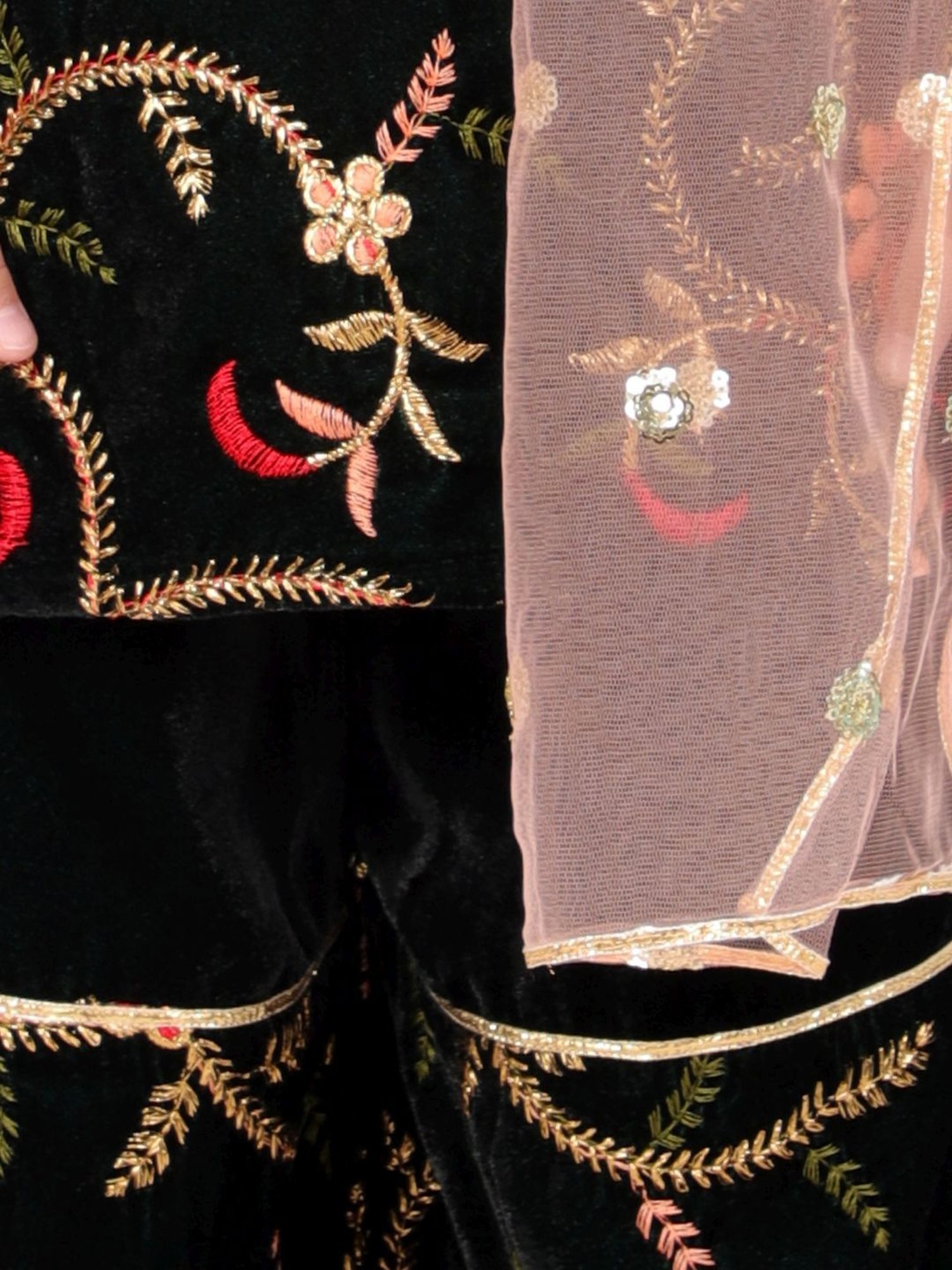 Little Bansi Kids Mehndi Green Embroidered Suit Set