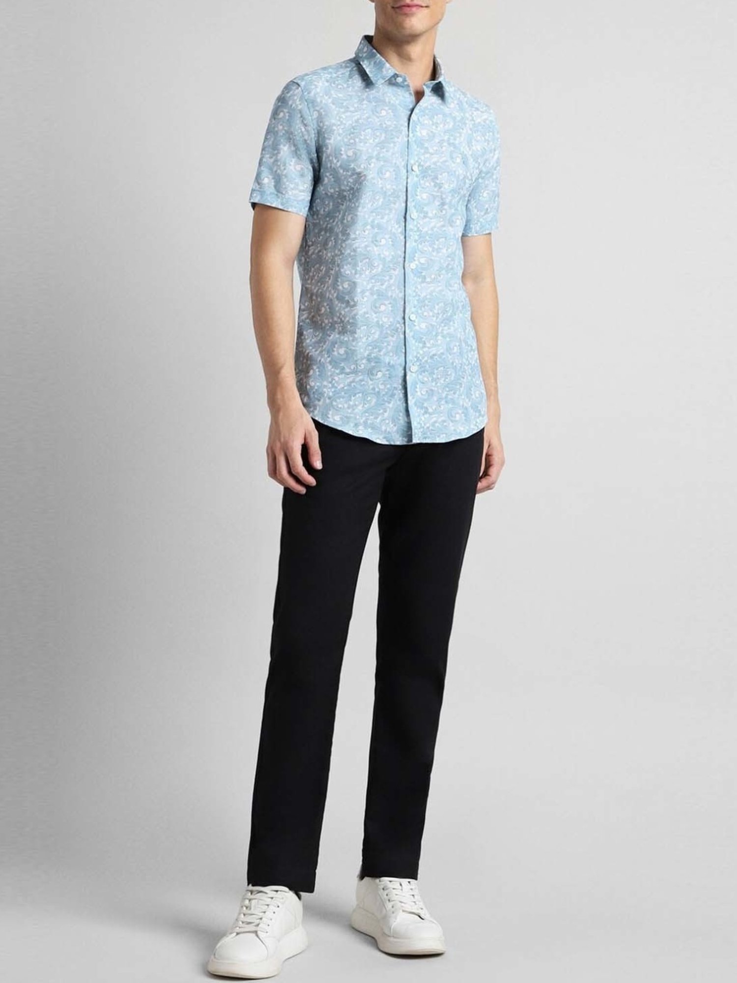 Simon Carter London Blue Printed Slim Fit Shirt
