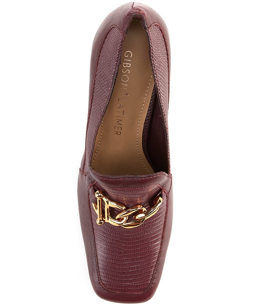 Gibson & Latimer Ritah Lizard Embossed Block Heel Loafer Pumps