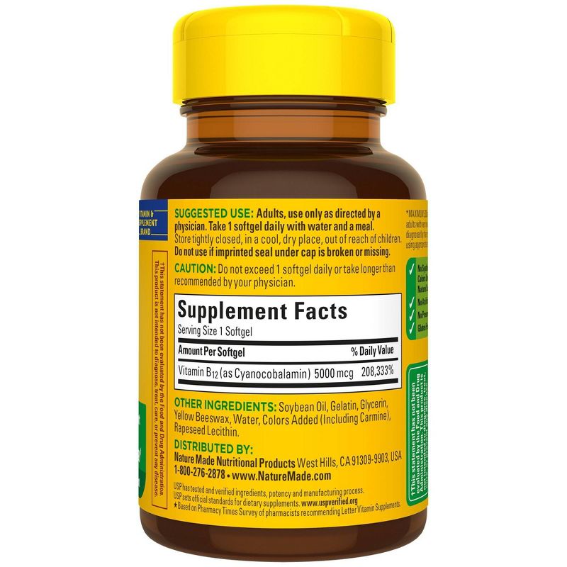 Nature Made Maximum Strength Vitamin B12 5000 mcg Softgels - 60ct