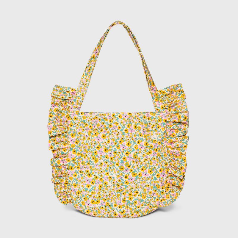 Girls' Ruffle Tote Handbag - Cat & Jack™ Yellow/Pink