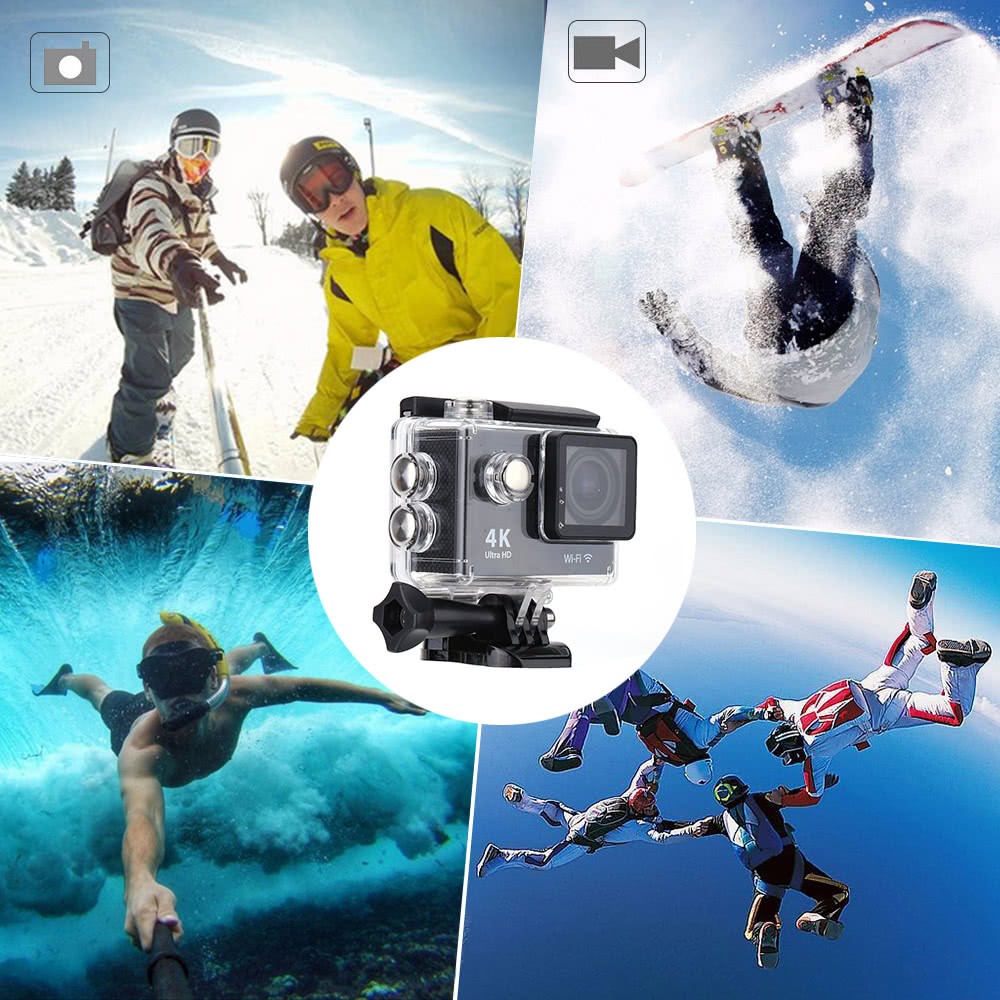 Full HD 4K(3840*2160) Ultra HD Wifi 30M Waterproof 2.0" 1080p 60fps 12MP Sports Action Camera DV 170&deg; Wide Angel Lens