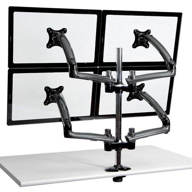 Cotytech Four Monitor Desk Mount Spring Arm Grommet Base - Dark Gray