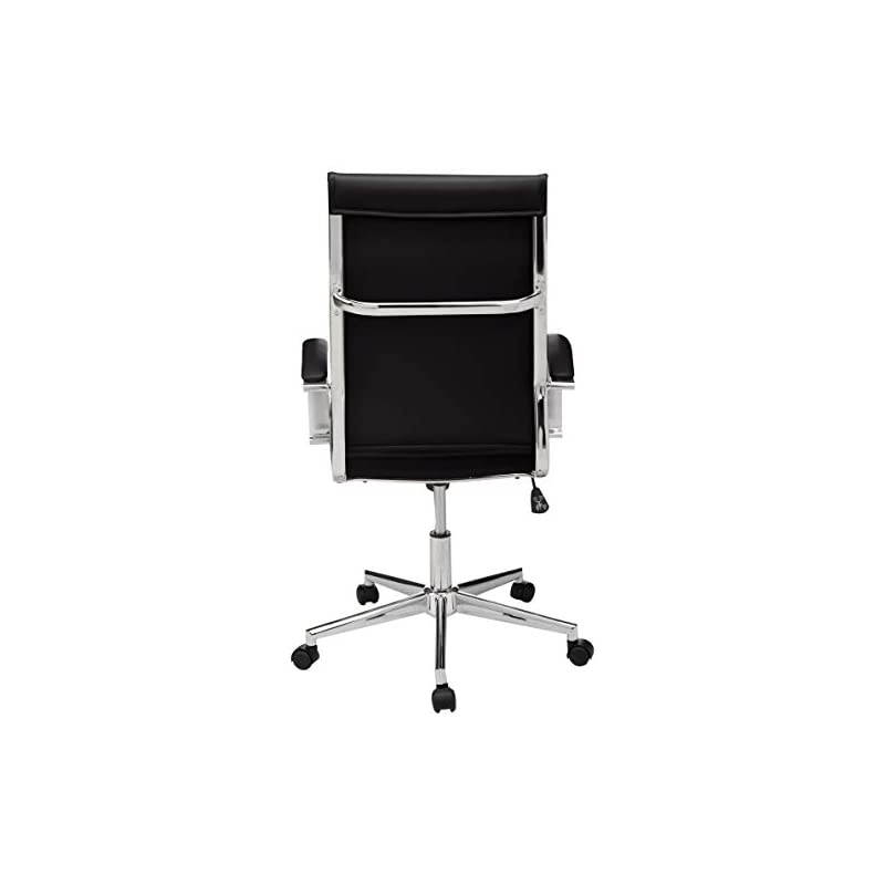 Basics High-Back Executive Swivel Office Desk Chair with Ribbed Puresoft Upholstery - Black, Lumbar Support, Modern Style
