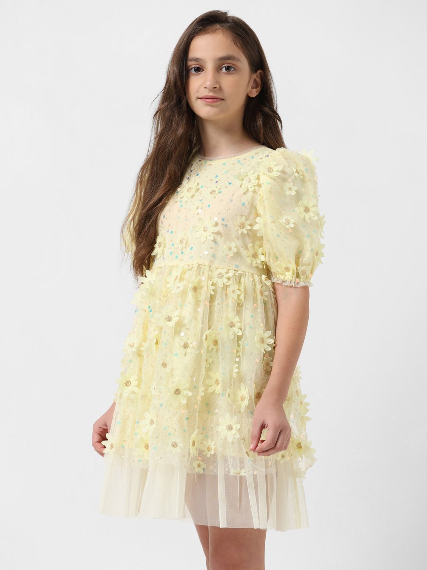 VERO MODA GIRL Yellow Embellished Dress