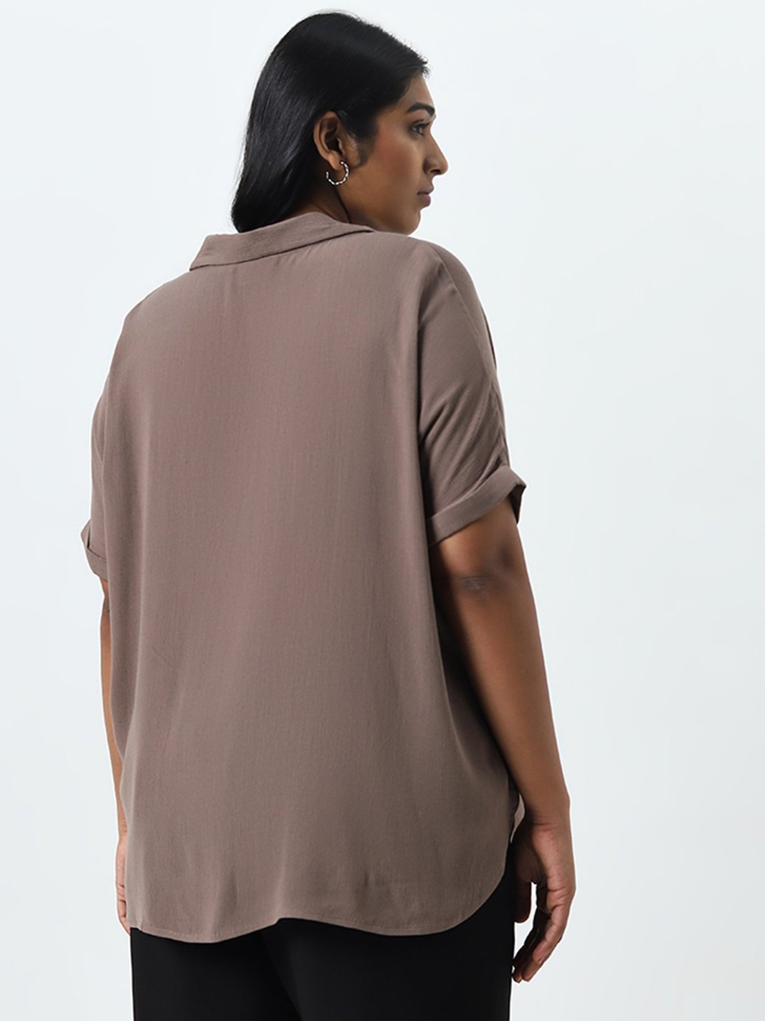 Gia by Westside Brown Solid Blouse